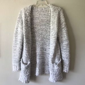 Woven Heart Fuzzy Cardigan